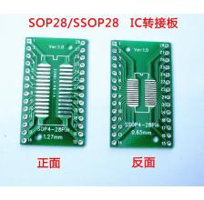 Плата-переходник двухсторонняя SOP28, SOIC28, SO28, SSOP28, TSSOP28 - DIP28 0,55