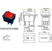 переключатель KCD4-201N11CRBA (31 X 25)мм 4 конт. 6,3 мм, кр