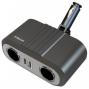Разветвитель в гнездо прикуривателя SCP2-12U  (12/24V) на 2 гнезда (12V/5A) 80W +USBвход(5V/500Ma)
